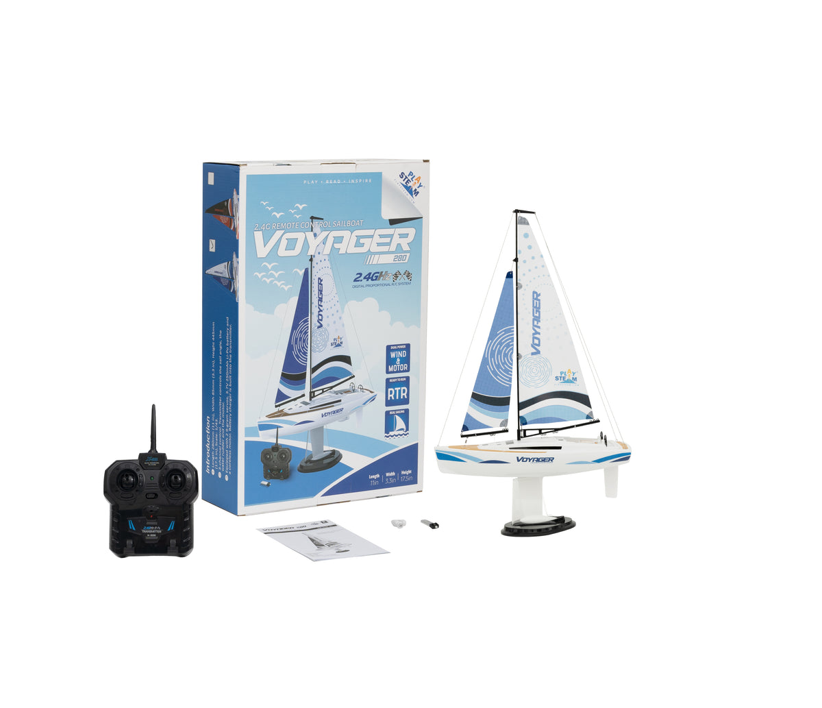 VOYAGER 280 2.4GHz RC Motor Powered Sailboat - BLUE