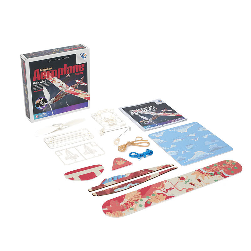 Kit STEM Avion Biplan à élastique - Jouet éducatif Aviation - Assemblage Et Vol - À Partir De 14 Ans